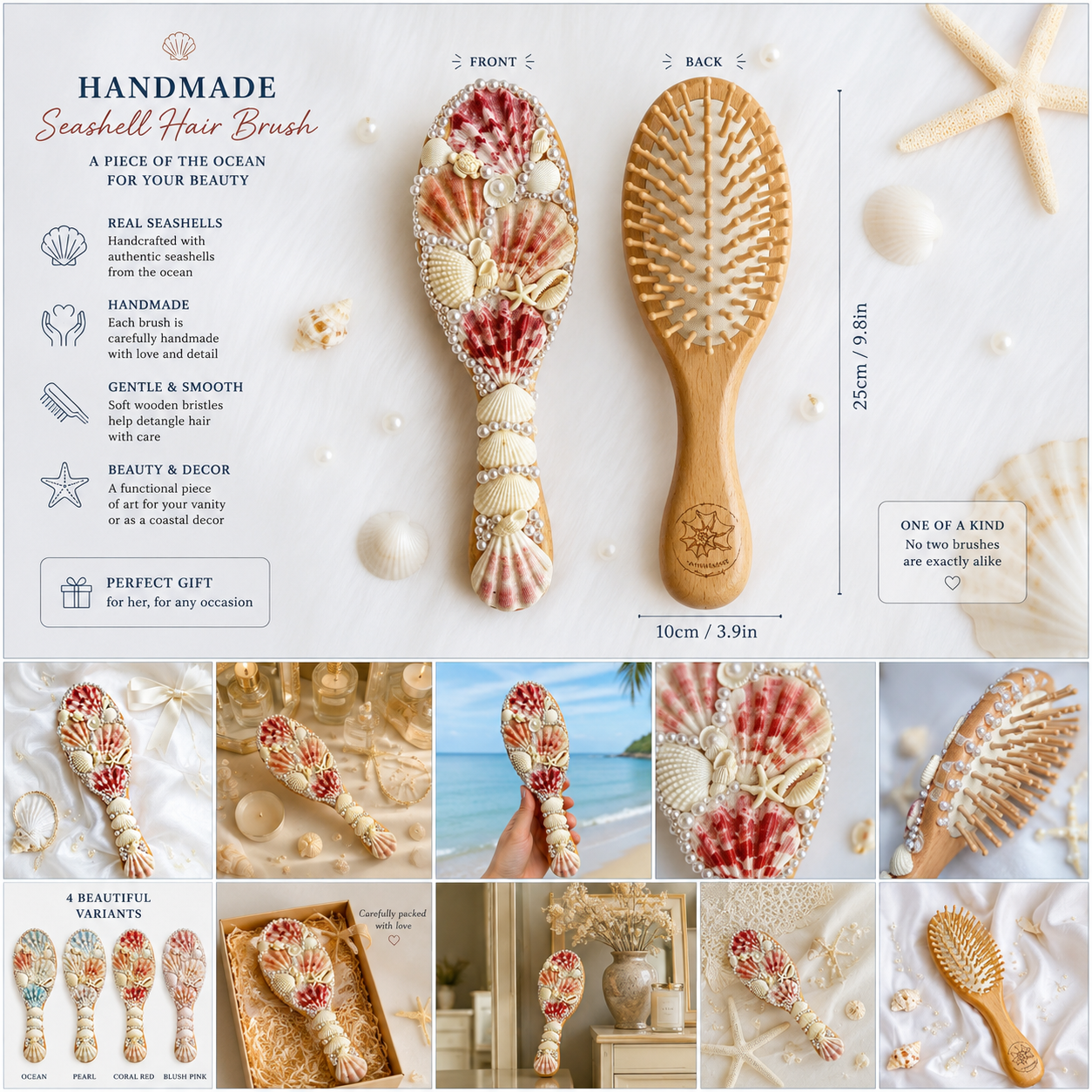 Seashell Hair Brushes